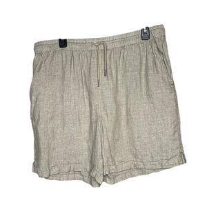 Quince 100% European Linen Drawstring Elastic Tan Pocket Beach Shorts Size Large